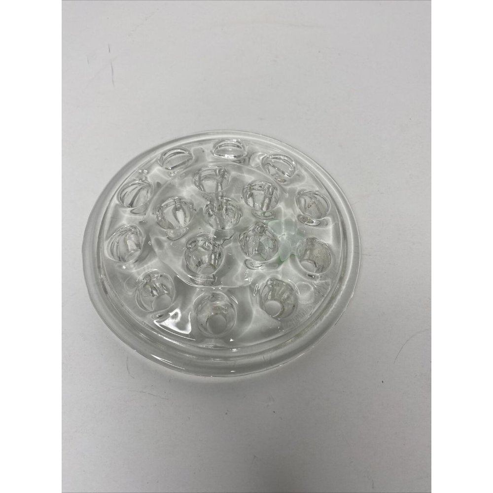 Vintage Flower Frog 16 hole Arranging Vase Accessory Clear Glass Insert
